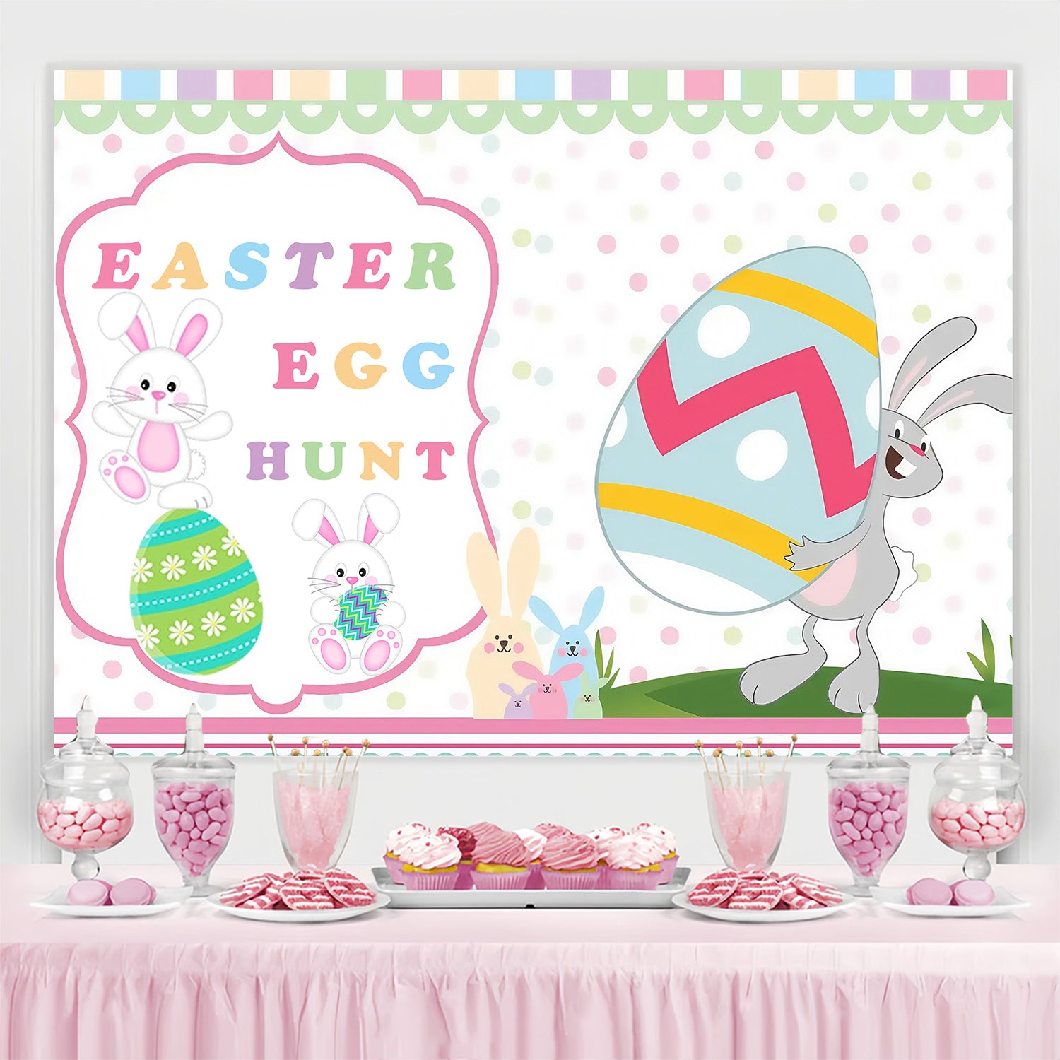 Photo Backdrops For Easter Cute Rabbit Easter Customized Backdrop MRR3-126