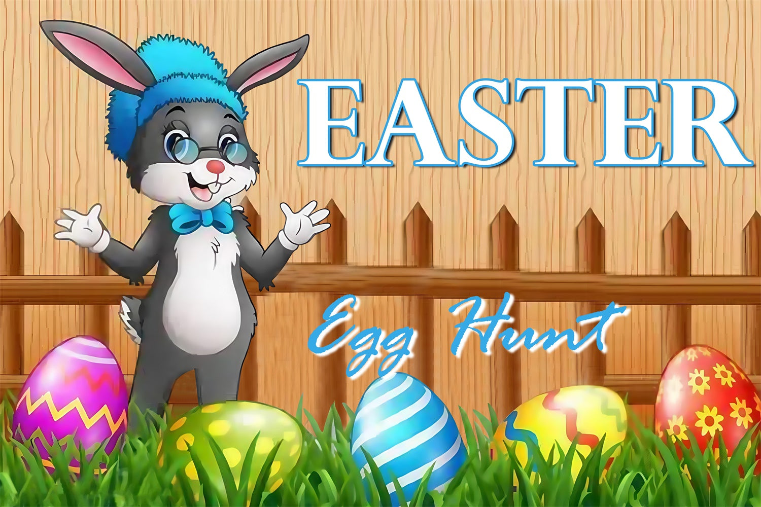 Easter Photo Backdrop Rustic Bunny Wooden Fence Custom Backdrop MRR3-129