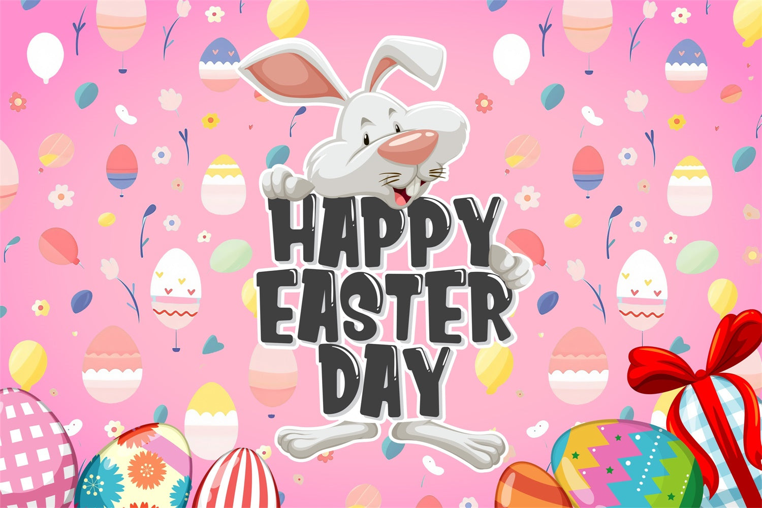 Easter Photo Backdrop Pink Easter Bunny Party Custom Backdrop MRR3-130
