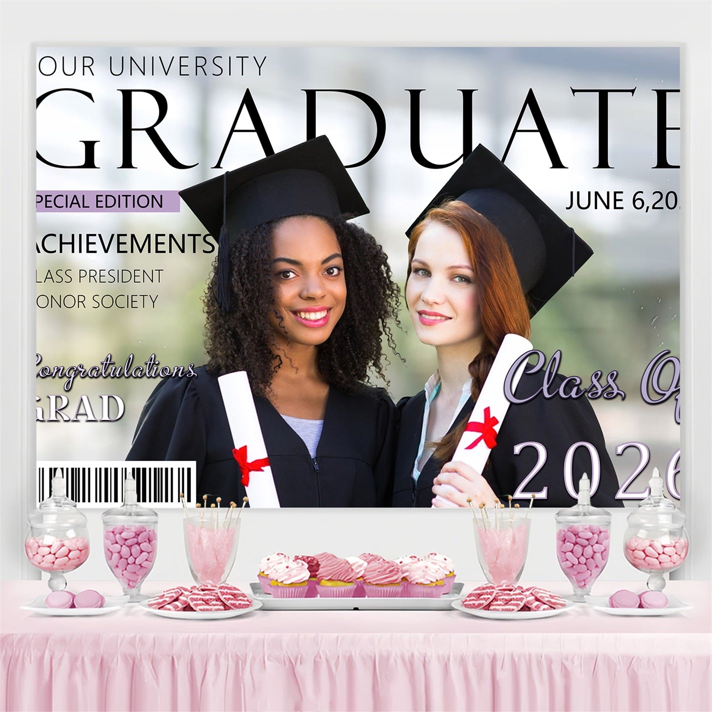Graduation Backdrops Magazine Cover Personalised Party Graduation Backdrop MRR3-178