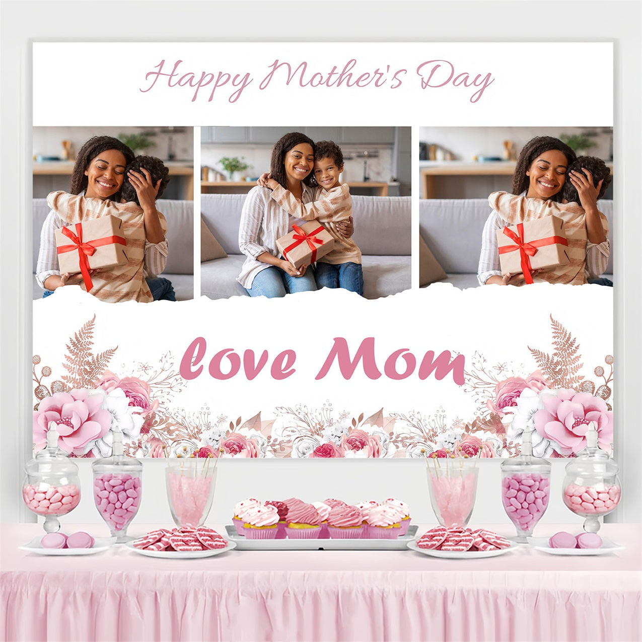 Mothers Day Backdrop Floral Love Celebration Custom Backdrop MRR3-36