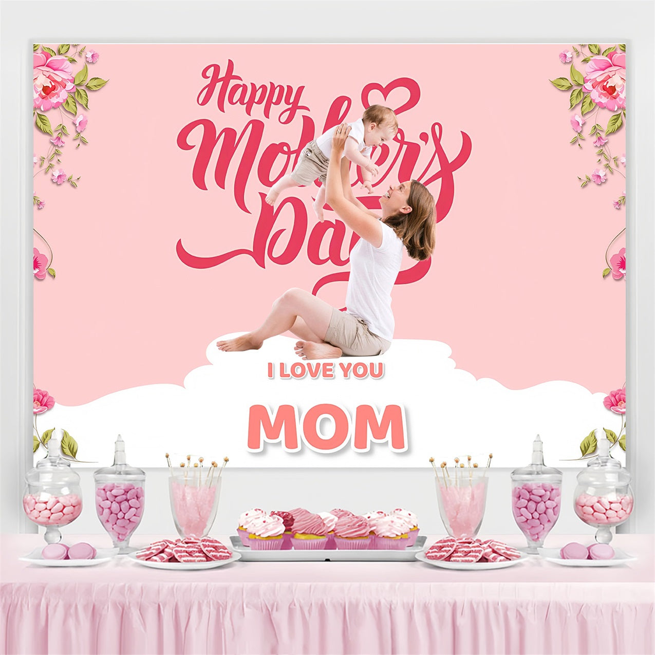 Mother's Day Backdrops Elegant Floral Scene Personalized Backdrop MRR3-38