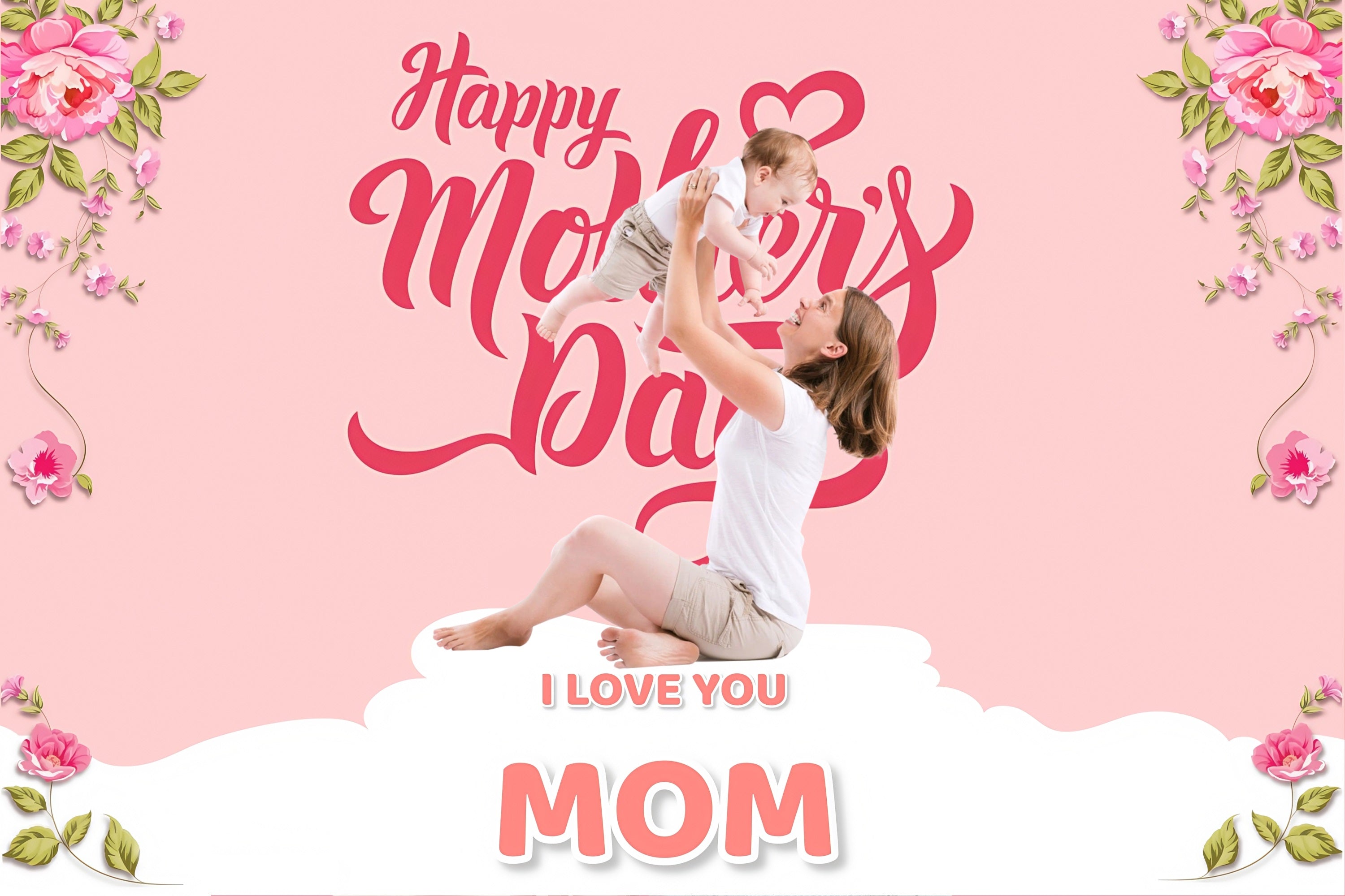 Mother's Day Backdrops Elegant Floral Scene Personalized Backdrop MRR3-38
