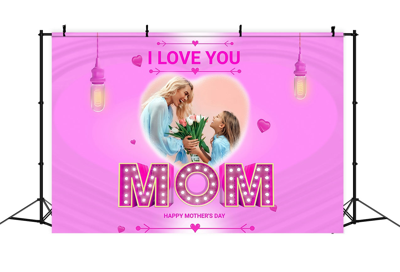 Mothers Day Photo Backdrop Bright Neon Love Personalised Backdrop MRR3-39