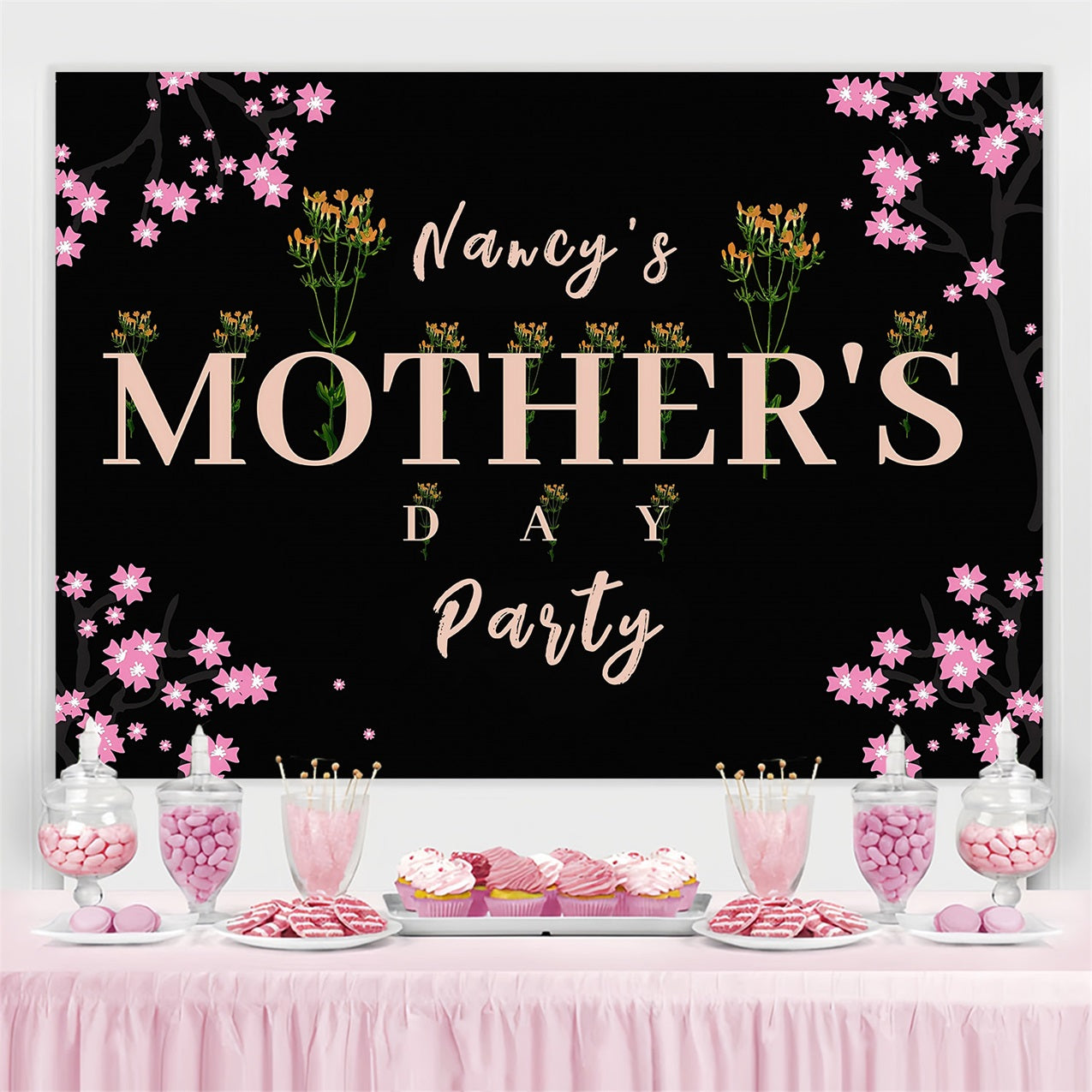 Mothers Day Backdrops Dark Floral Elegant Customized Backdrop MRR3-40