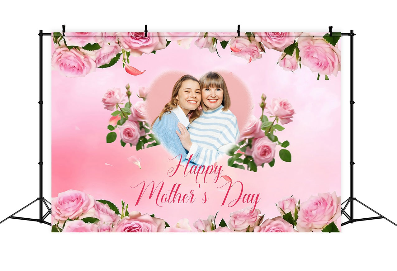 Mothers Day Photography Backdrops Pink Roses Love Customized Backdrop MRR3-42