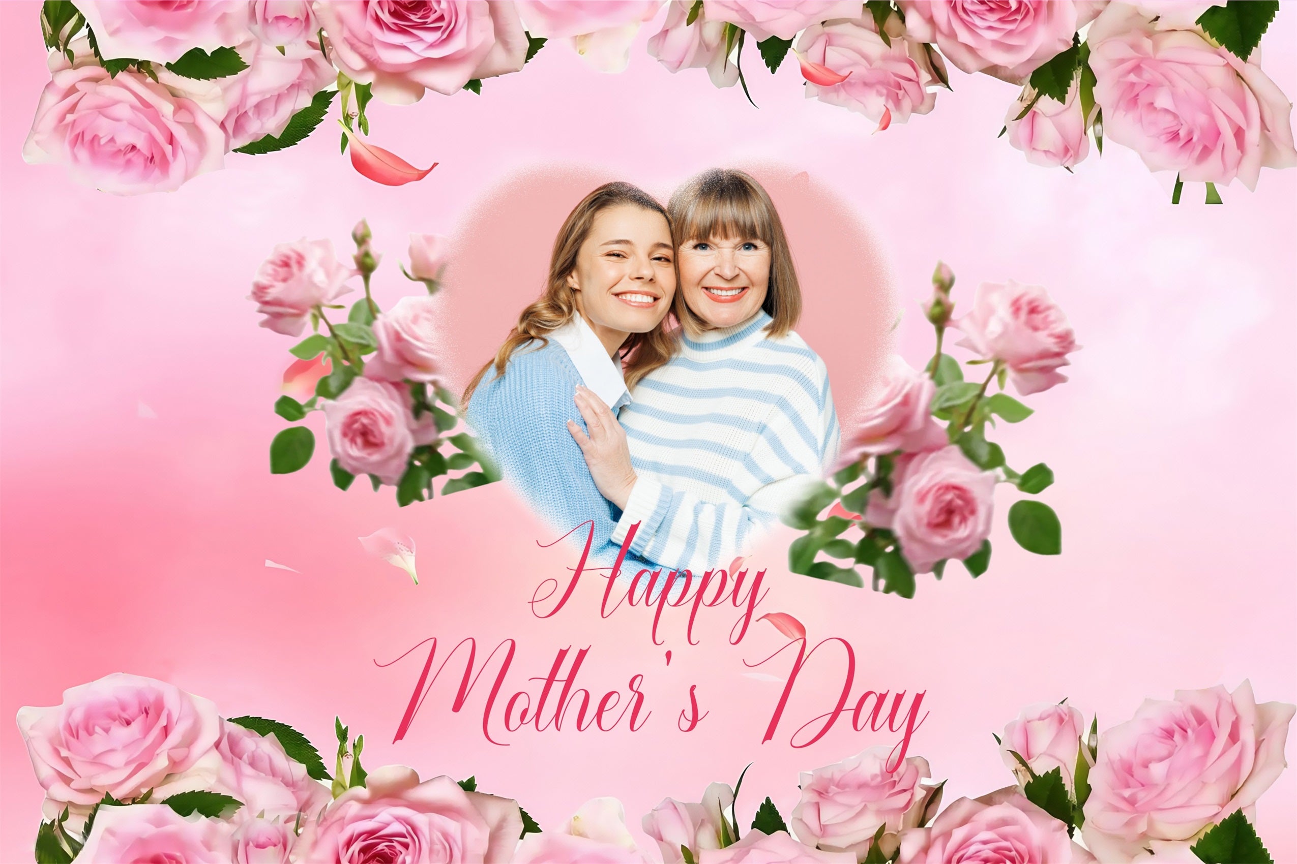 Mothers Day Photography Backdrops Pink Roses Love Customized Backdrop MRR3-42