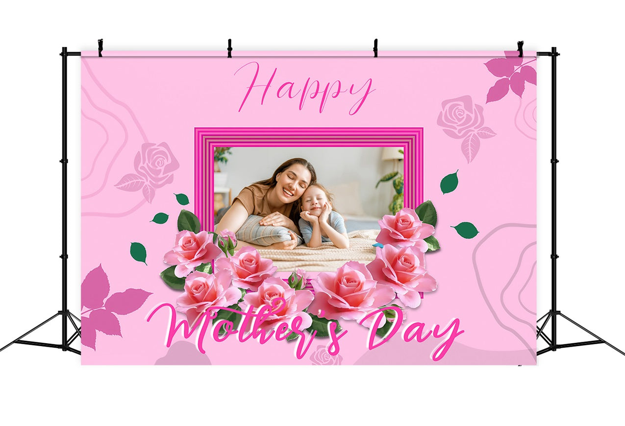 Backdrops For Mother's Day Pink Roses Frame Personalised Backdrop MRR3-48