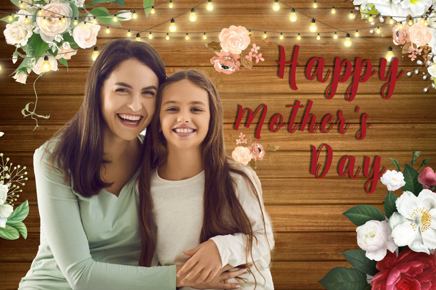 Mother Day Backdrop Twinkling Lights Flowers Custom Backdrop MRR3-49