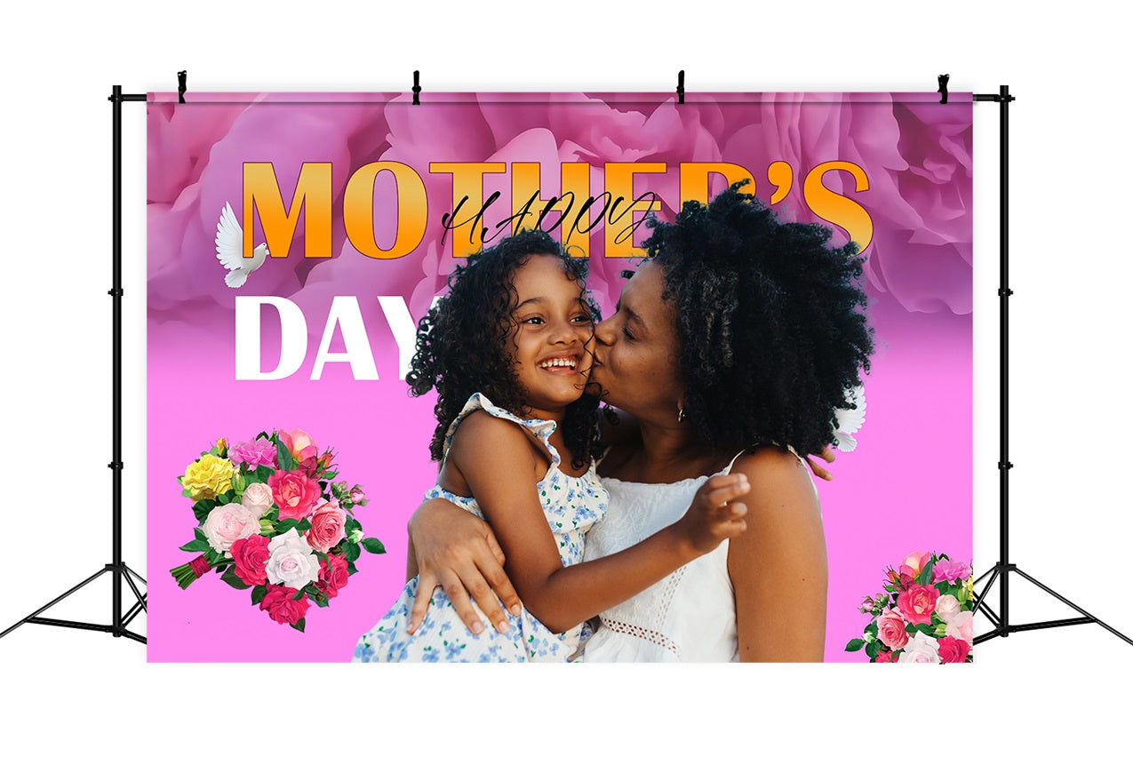 Mothers Day Backdrop Flowers Birds Love Personalized Backdrop MRR3-55