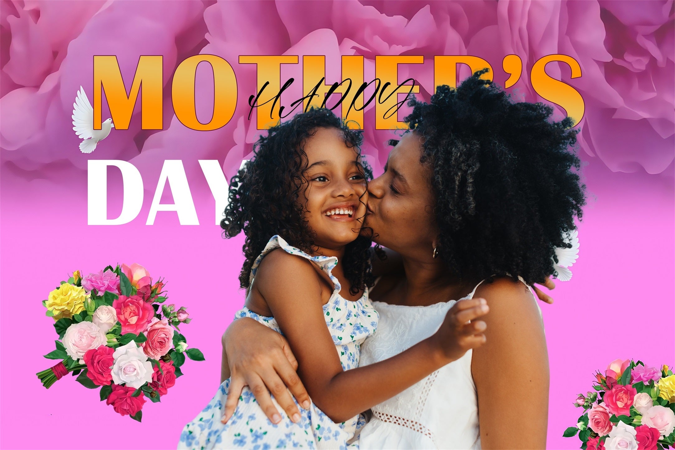 Mothers Day Backdrop Flowers Birds Love Personalized Backdrop MRR3-55
