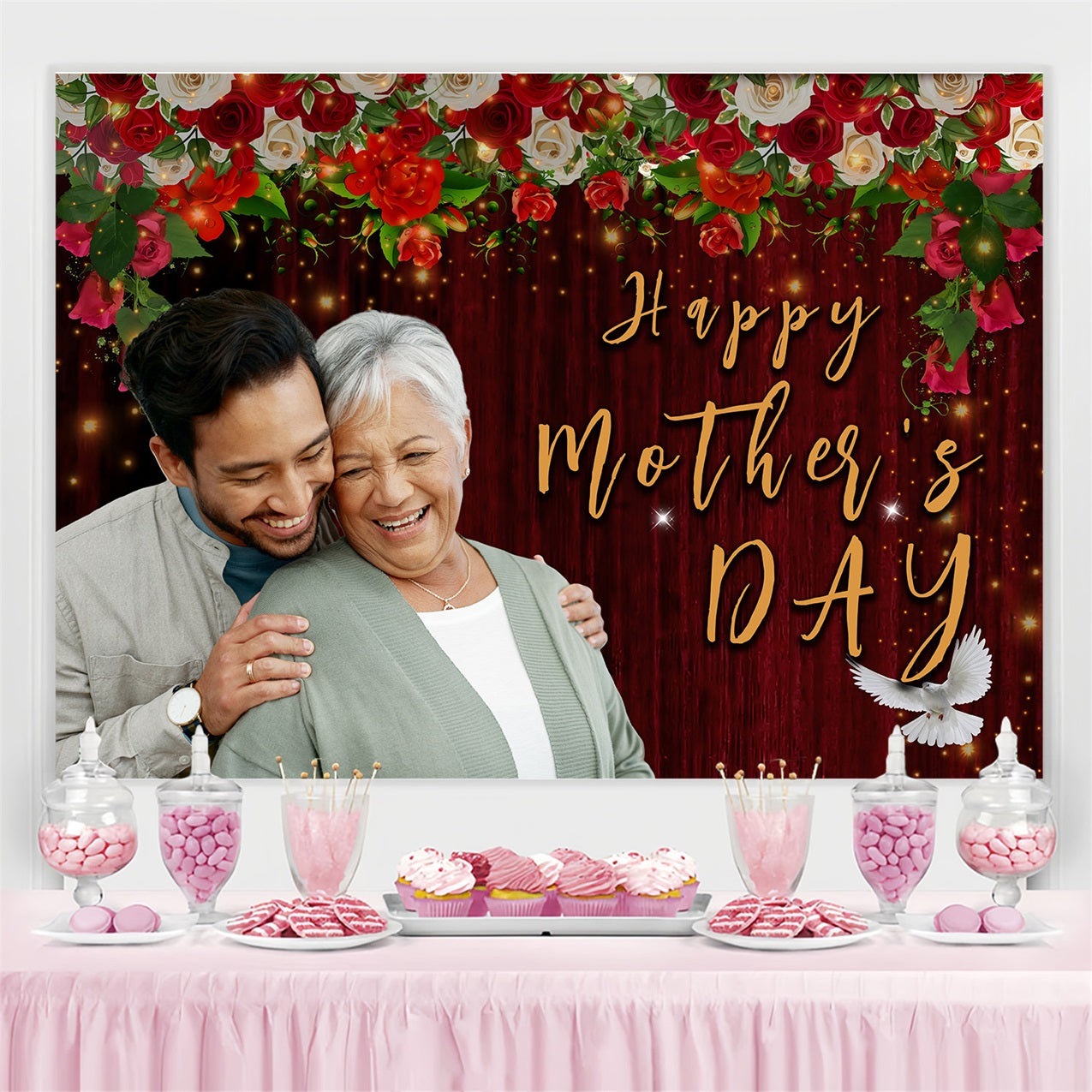 Mothers Day Photo Backdrop Flowering Roses Family Custom Backdrop MRR3-57