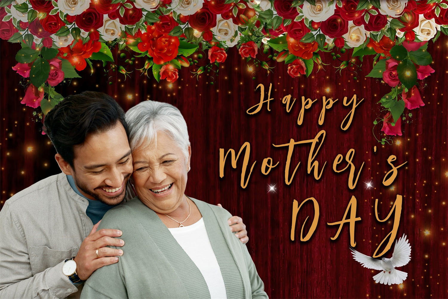 Mothers Day Photo Backdrop Flowering Roses Family Custom Backdrop MRR3-57