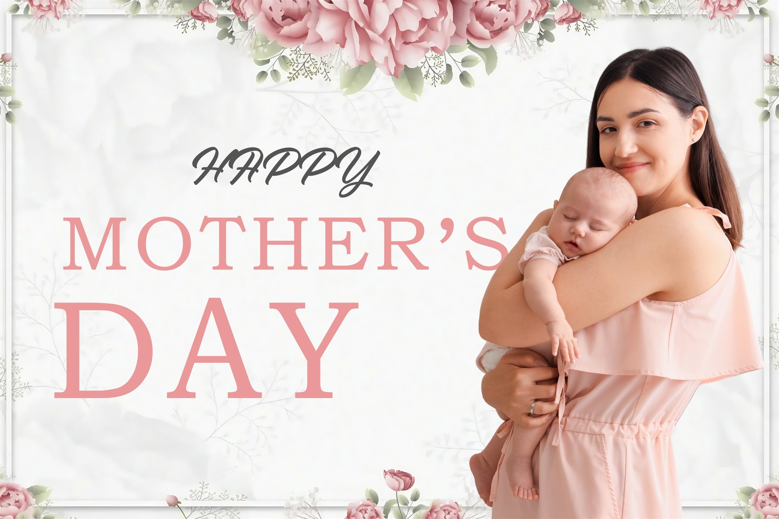 Mothers Day Backdrops Floral Surrounding Love Customized Backdrop MRR3-58