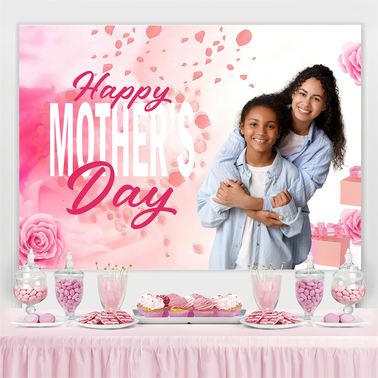 Backdrops For Mother's Day Blush Floral Gift Personalised Backdrop MRR3-60