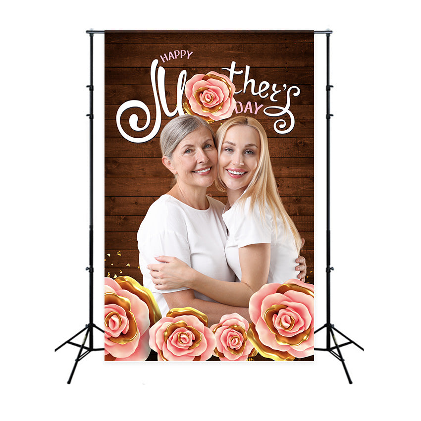 Backdrops For Mother's Day Rustic Floral Wooden Personalised Backdrop MRR3-74