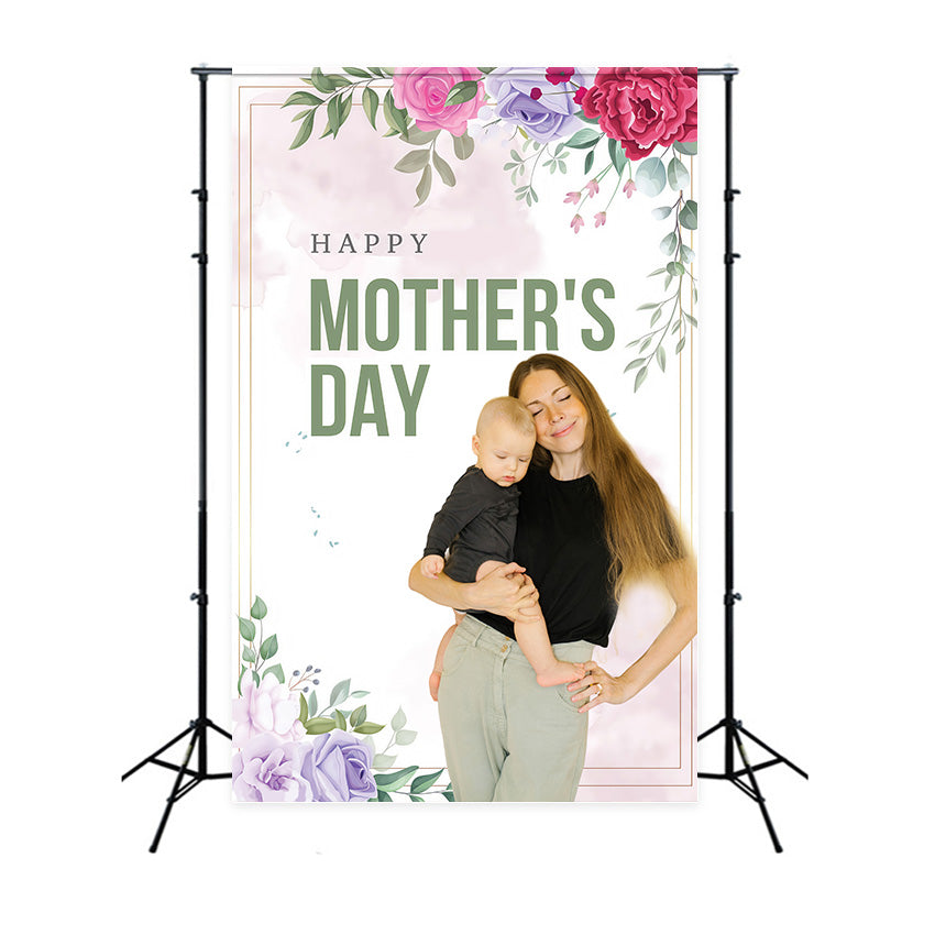 Mother Day Backdrop Soft Floral Embrace Personalized Backdrop MRR3-75