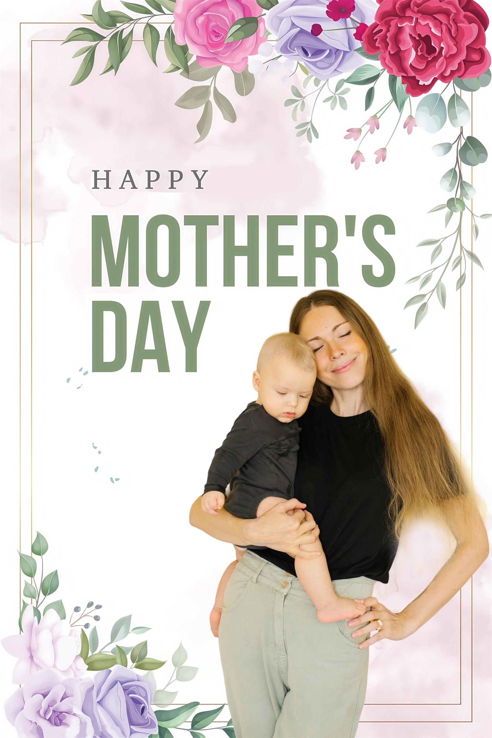 Mother Day Backdrop Soft Floral Embrace Personalized Backdrop MRR3-75