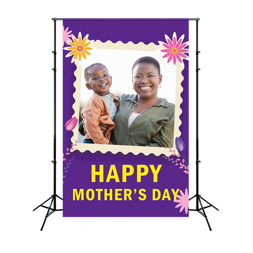 Backdrops For Mothers Day Purple Frame Happy Personalised Backdrop MRR3-78