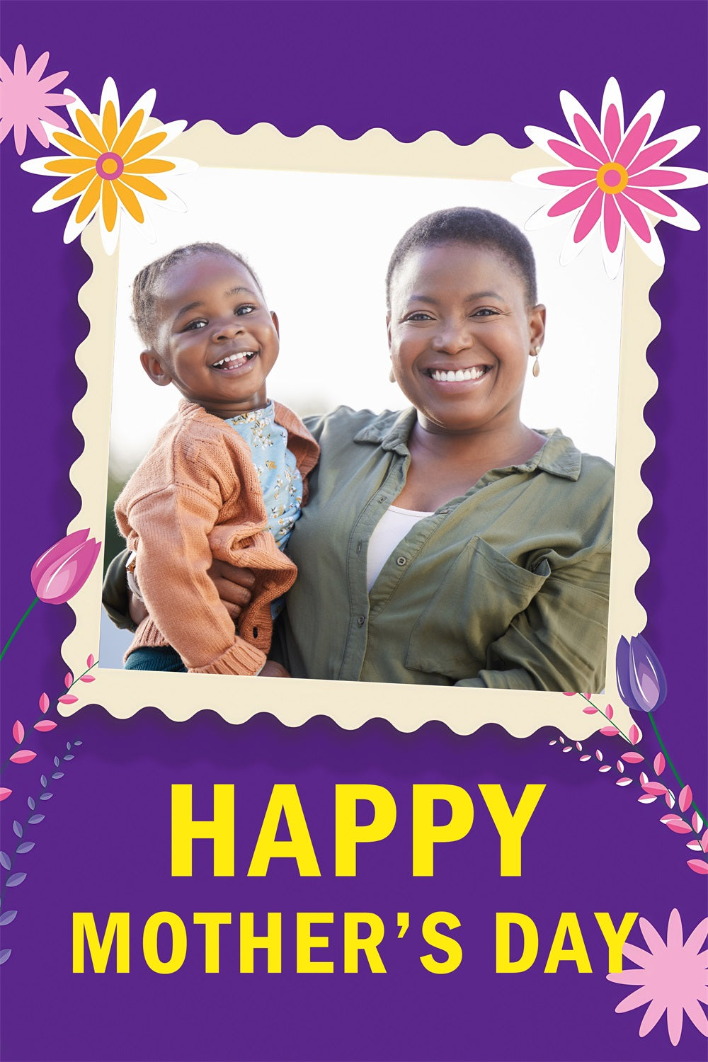Backdrops For Mothers Day Purple Frame Happy Personalised Backdrop MRR3-78