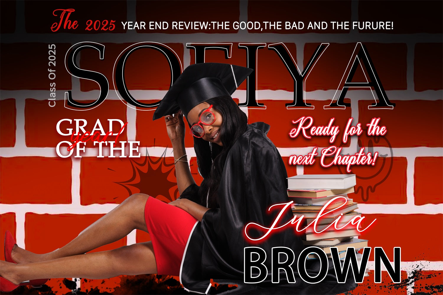 Graduation Backdrops Red Brick Wall Custom Party Graduation Backdrop MRR4-36