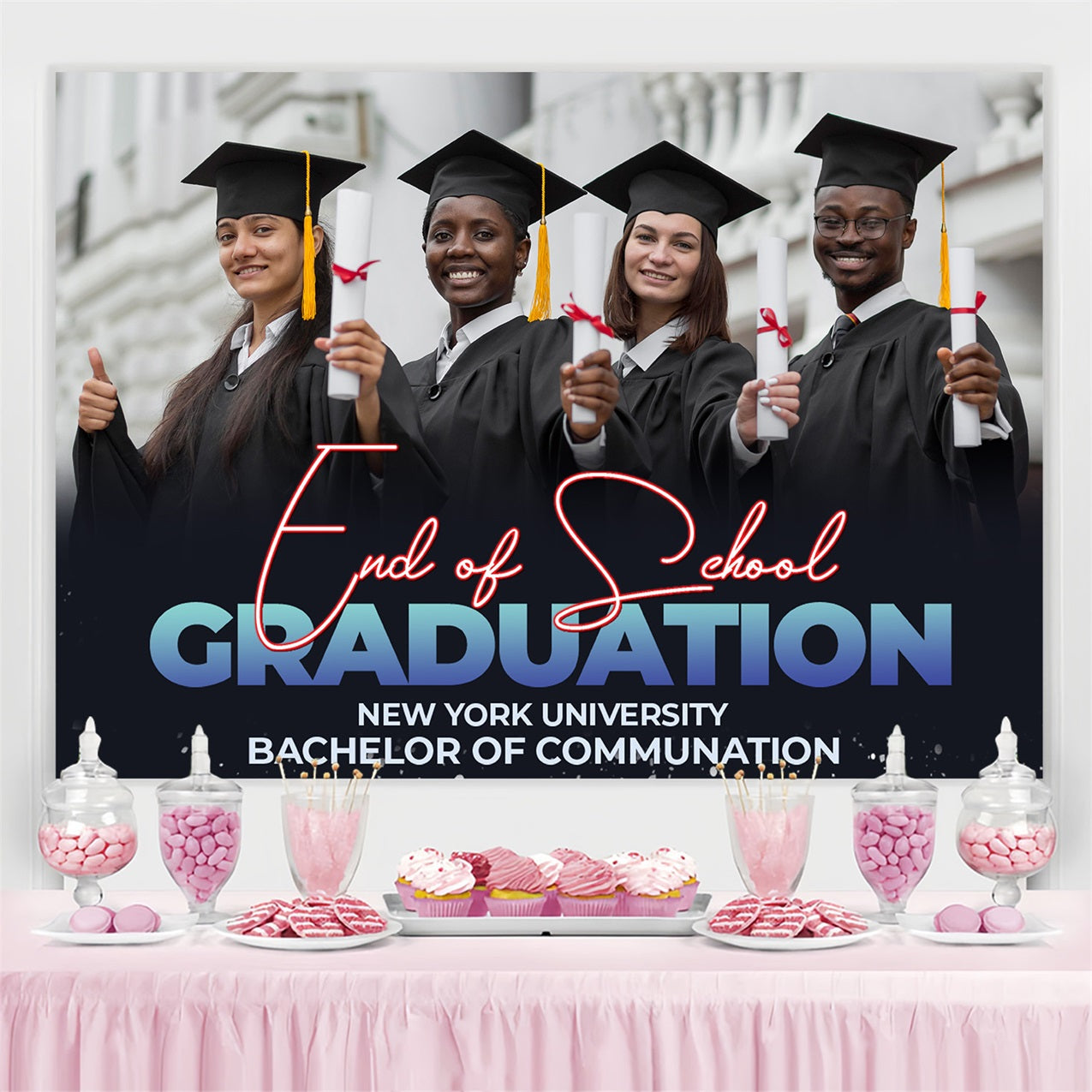 Graduation Photo Backdrop Ideas New York University Customized Party Graduation Backdrop MRR4-42