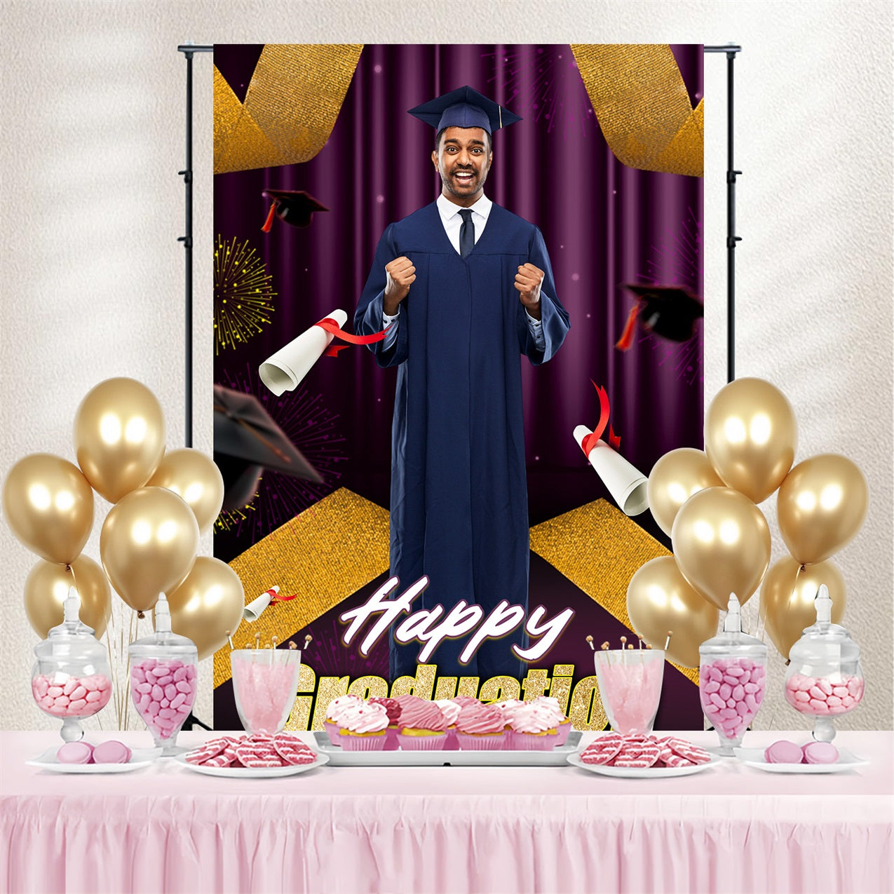 Graduation Photo Backdrop Ideas Shining Fireworks Celebration Custom Party Graduation Backdrop MRR4-49