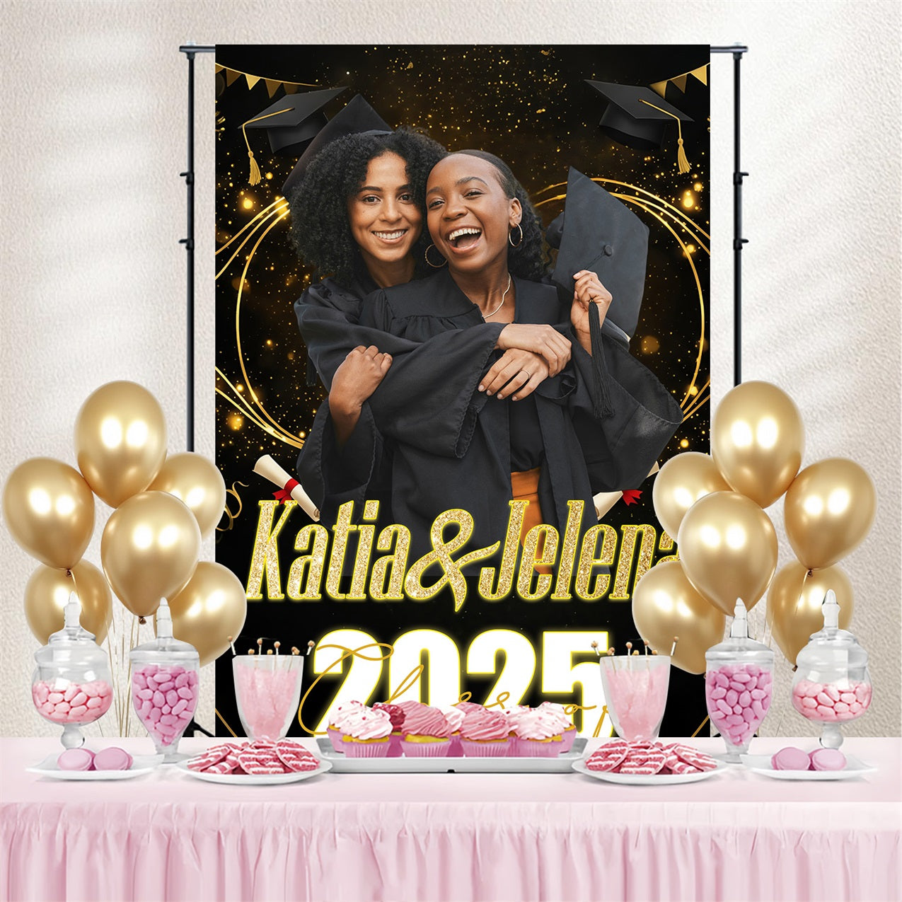 Graduation Backdrop Photoshoot 2025 Glittering Journey Customized Party Graduation Backdrop MRR4-51