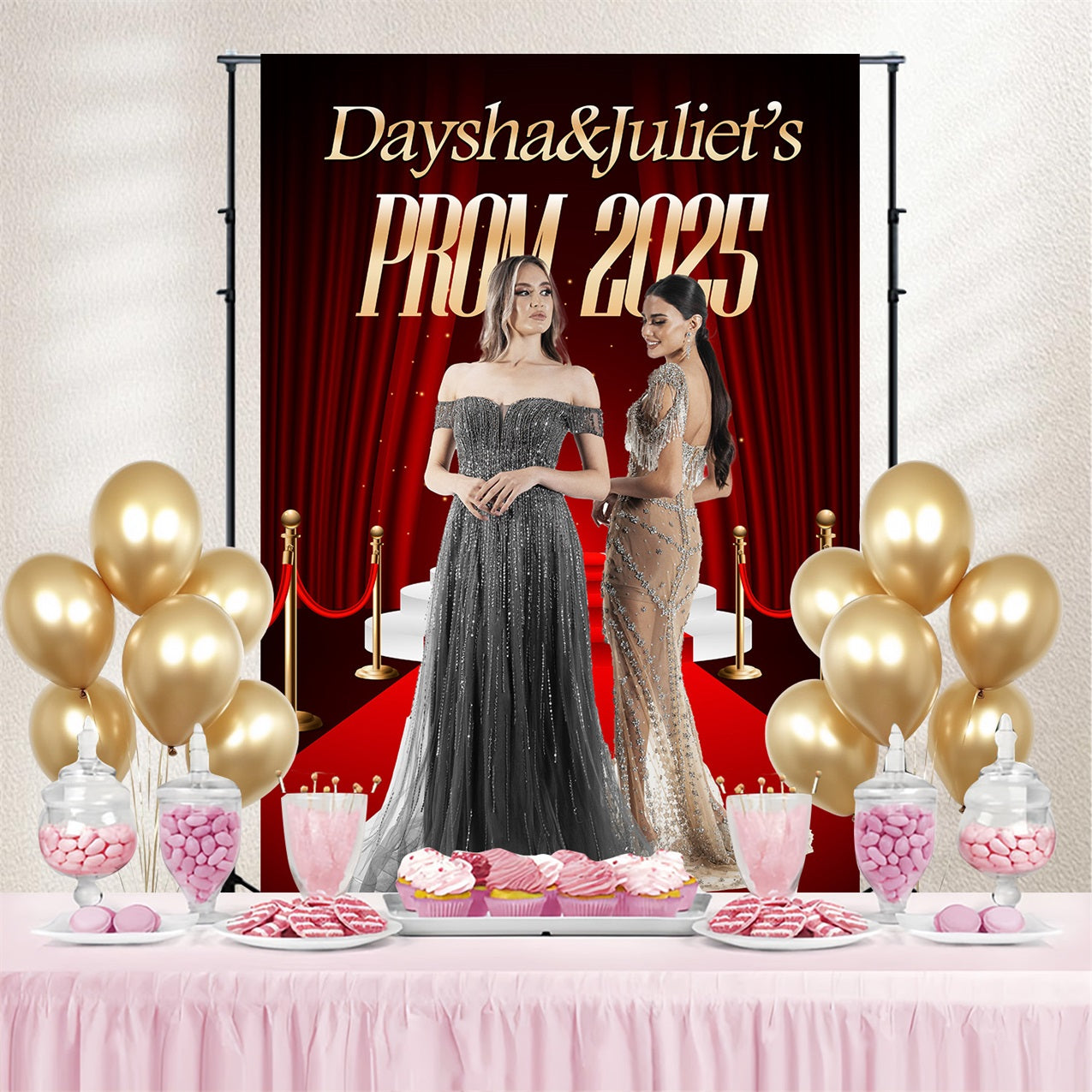 Graduation Backdrop Red Carpet Glamour Custom Party Graduation Backdrop MRR4-53