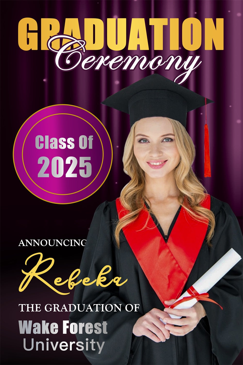 Graduation Backdrop Photoshoot Purple Lights Stage Customized Party Graduation Backdrop MRR4-55