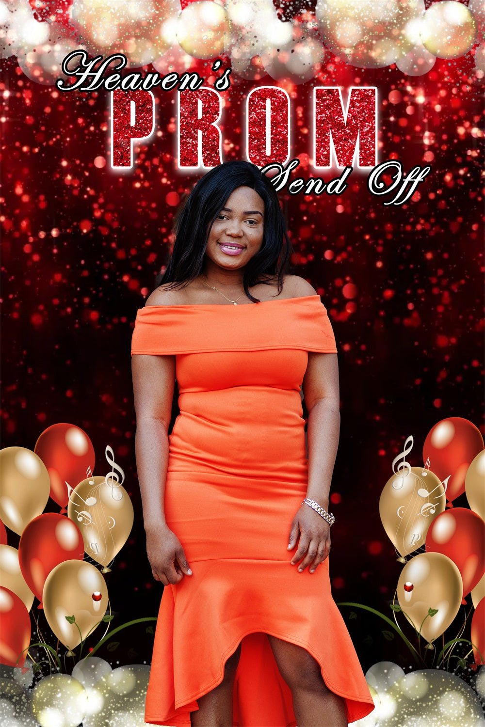 Prom Backdrop Design Red Glittery Balloons Customized Party Graduation Backdrop MRR4-59