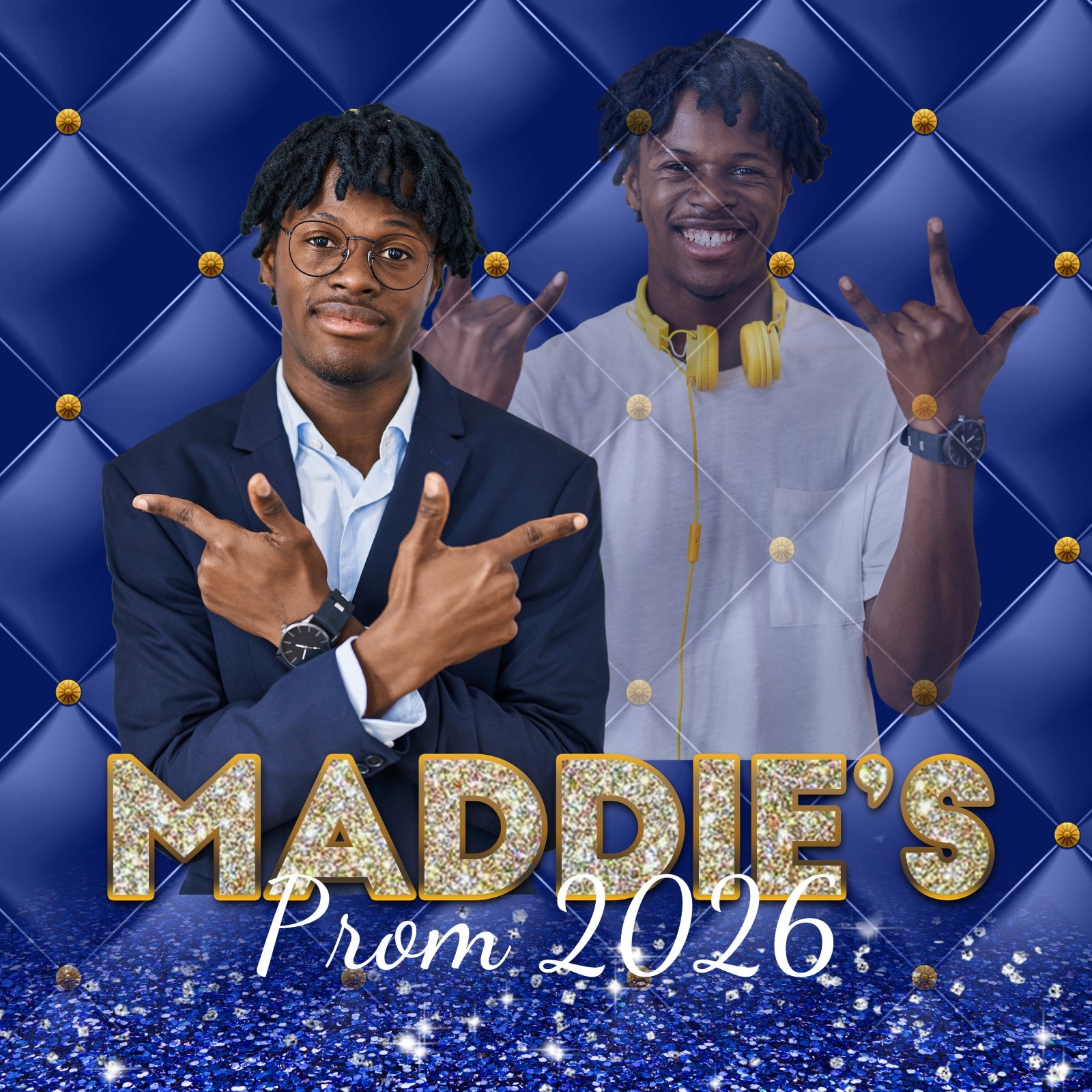 Prom 2026 Backdrop Midnight Blue Shine Custom Graduation Party Backdrop MRR5-12