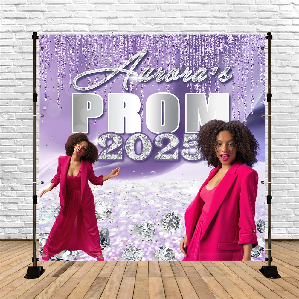 Prom Backdrop Ideas Purple Sparkle Custom Graduation Party Backdrop MRR5-2