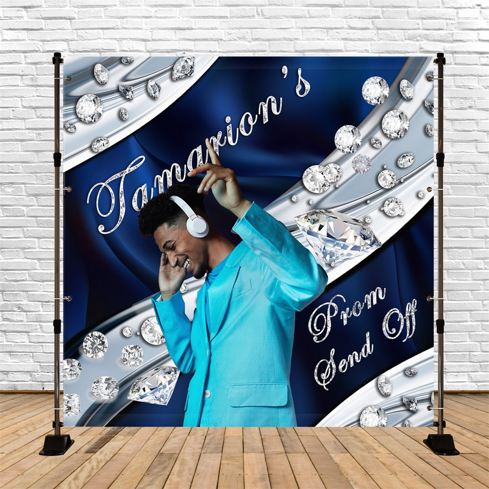 Prom Photo Backdrop Silver Diamond Customized Graduation Party Backdrop MRR5-3
