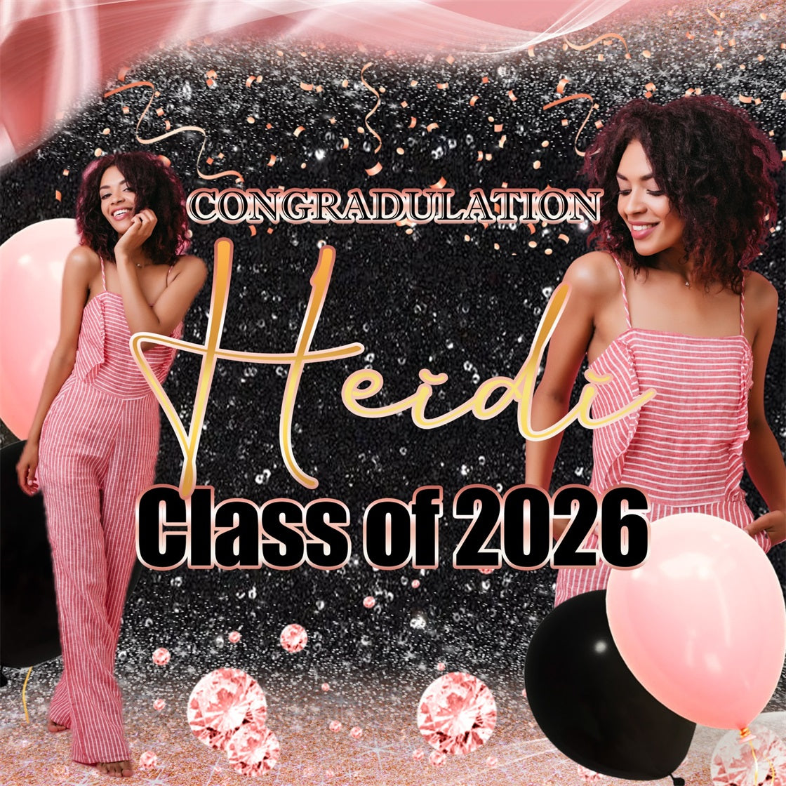 Customized Graduation Backdrop Diamond Confetti Graduation Party Backdrop MRR5-31