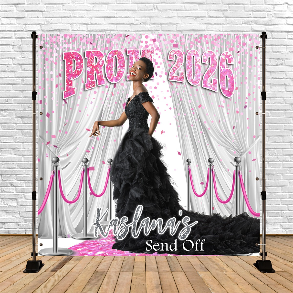 Prom Backdrops Confetti White Curtain Customized Graduation Party Backdrop MRR5-40