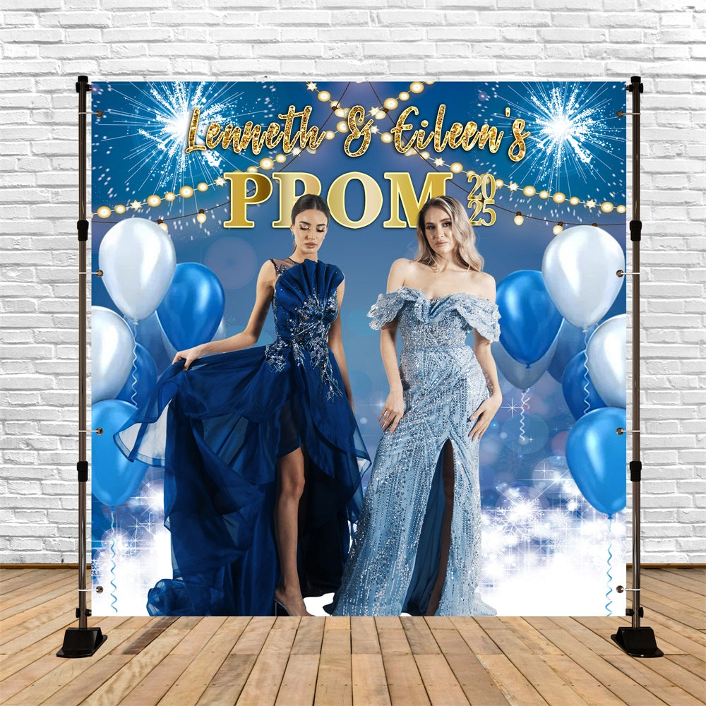 Prom 2025 Backdrop Stylish Blue Balloon Custom Graduation Party Backdrop MRR5-44