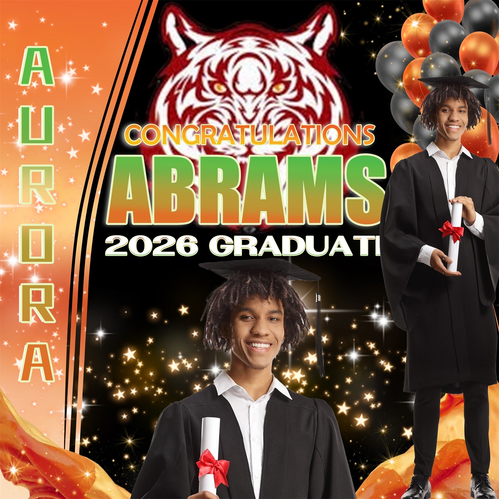Customized Graduation Backdrop Sparkling Stars Graduation Party Backdrop MRR5-6