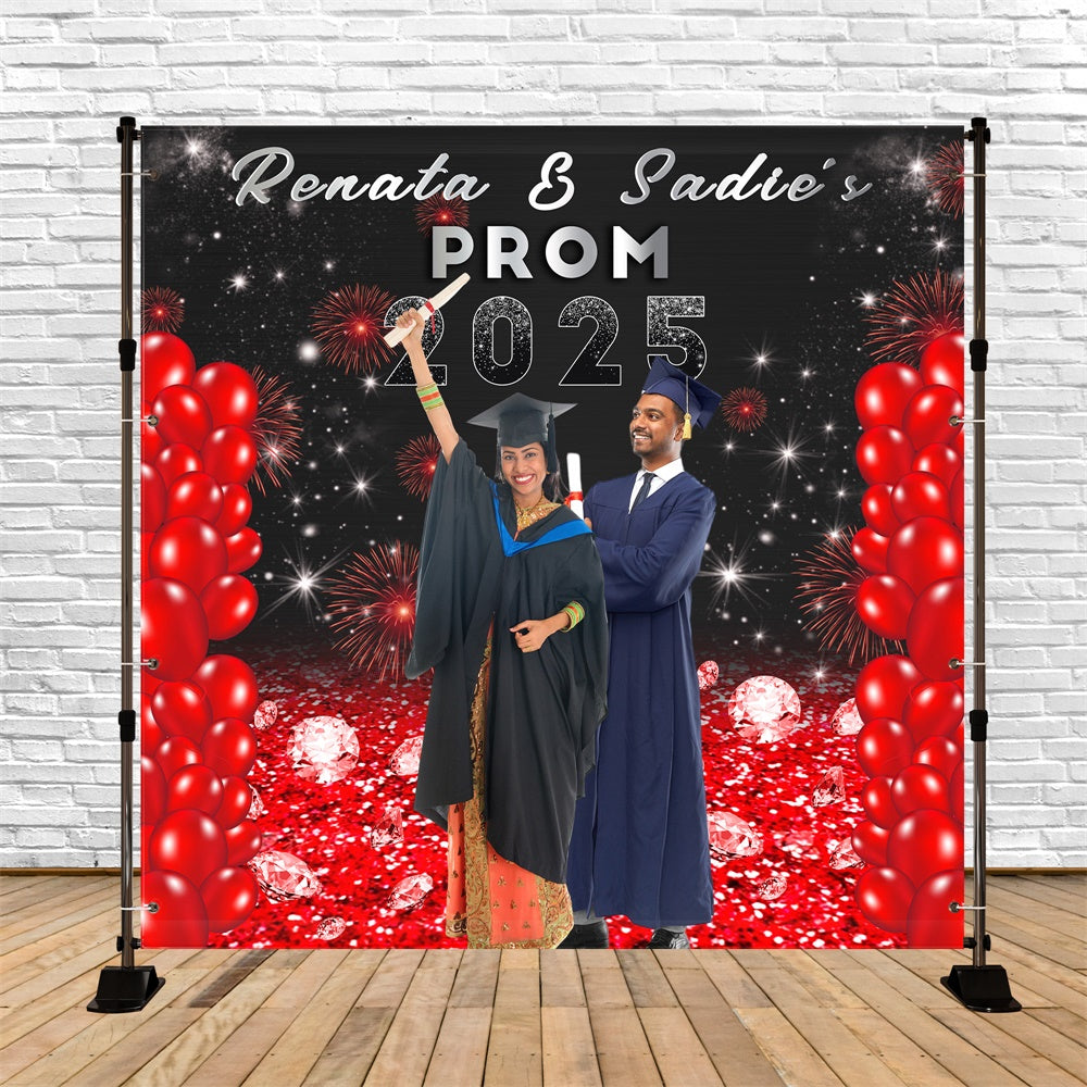Prom Backdrops Red Balloon Fireworks Custom Graduation Party Backdrop MRR5-9