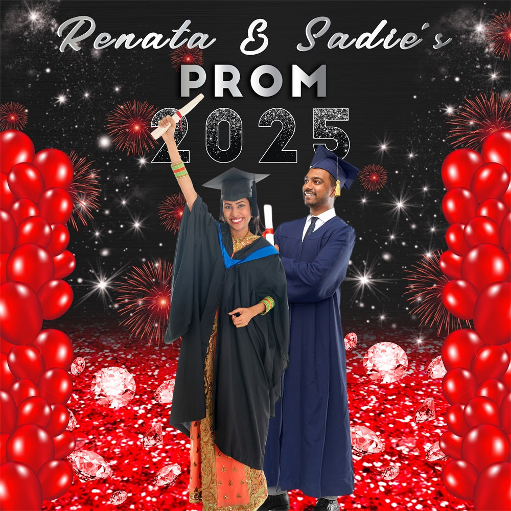 Prom Backdrops Red Balloon Fireworks Custom Graduation Party Backdrop MRR5-9