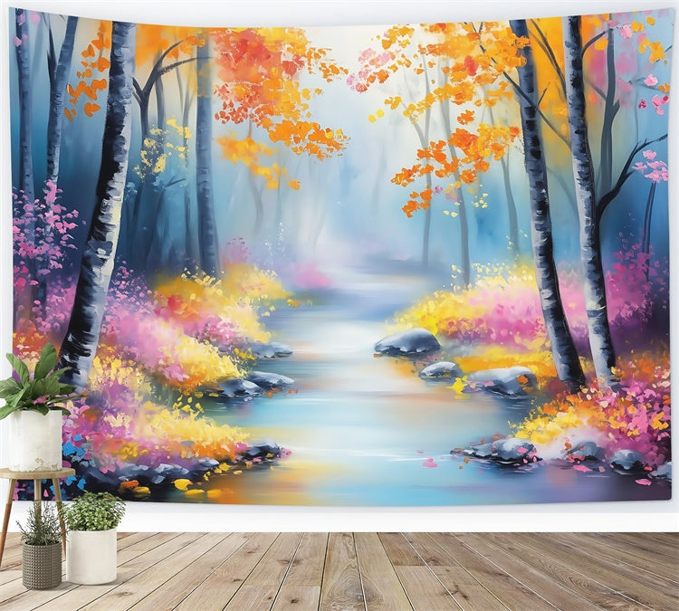 Fantasy Forest Backdrop Pastel Leaf Stream Backdrop MRR7-104