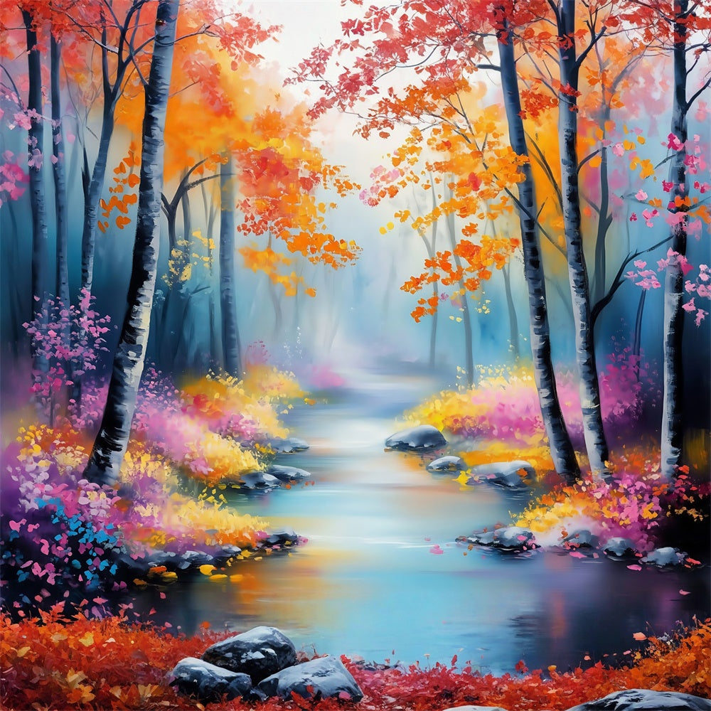 Fantasy Forest Backdrop Pastel Leaf Stream Backdrop MRR7-104