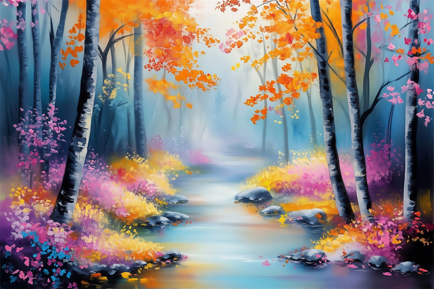 Fantasy Forest Backdrop Pastel Leaf Stream Backdrop MRR7-104