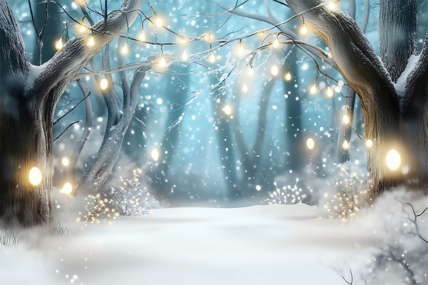 Winter Forest Backdrop Enchanted Snow Glow Backdrop MRR7-108