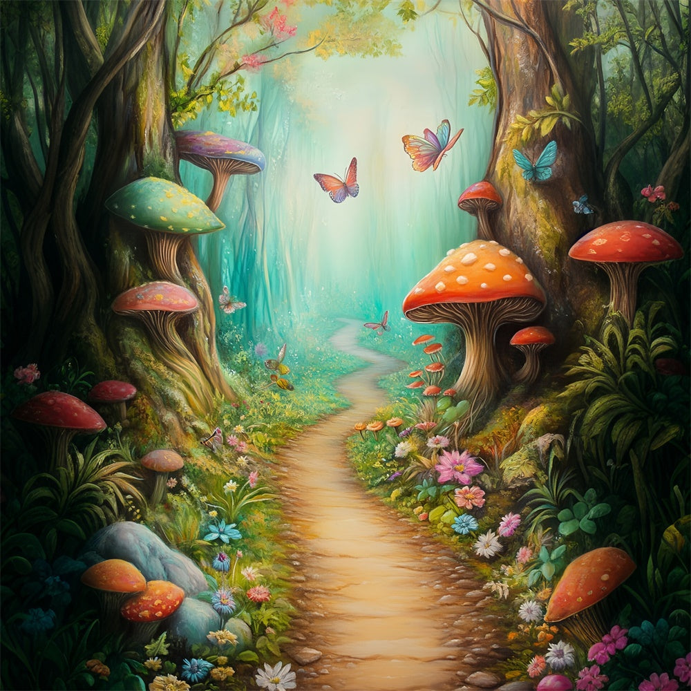 Fairy Forest Backdrop Butterfly Trail Mushroom Backdrop MRR7-110