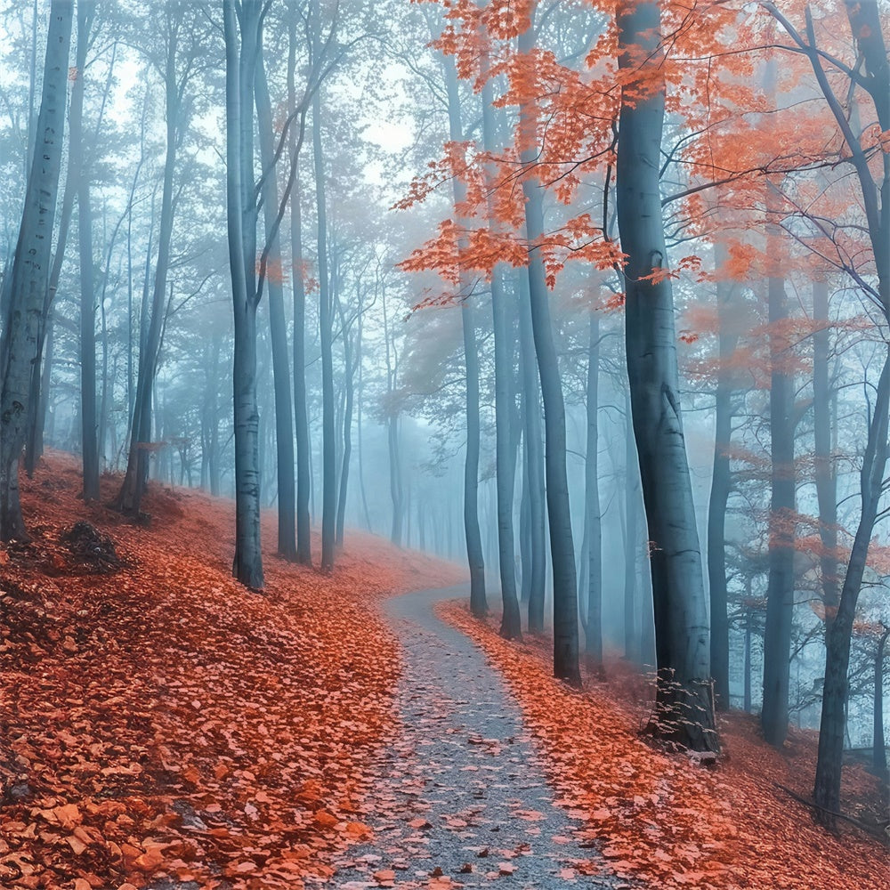 Autumn Forest Backdrop Misty Crimson Path Backdrop MRR7-112