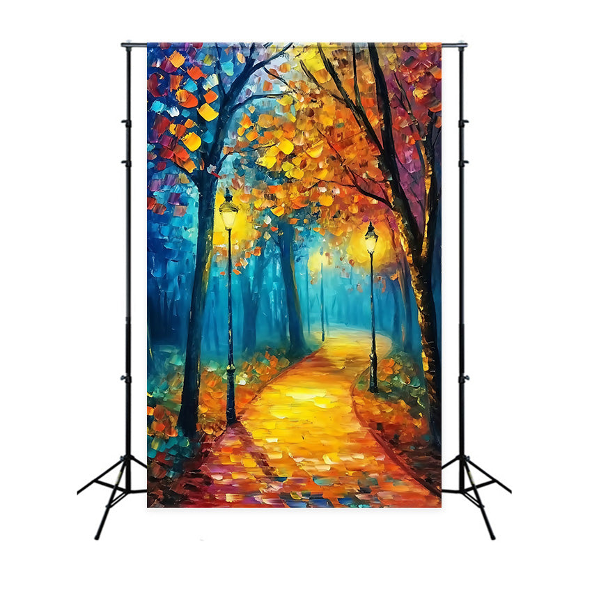 Forest Photo Backdrop Oilpaint Sunset Forest Backdrop MRR7-114