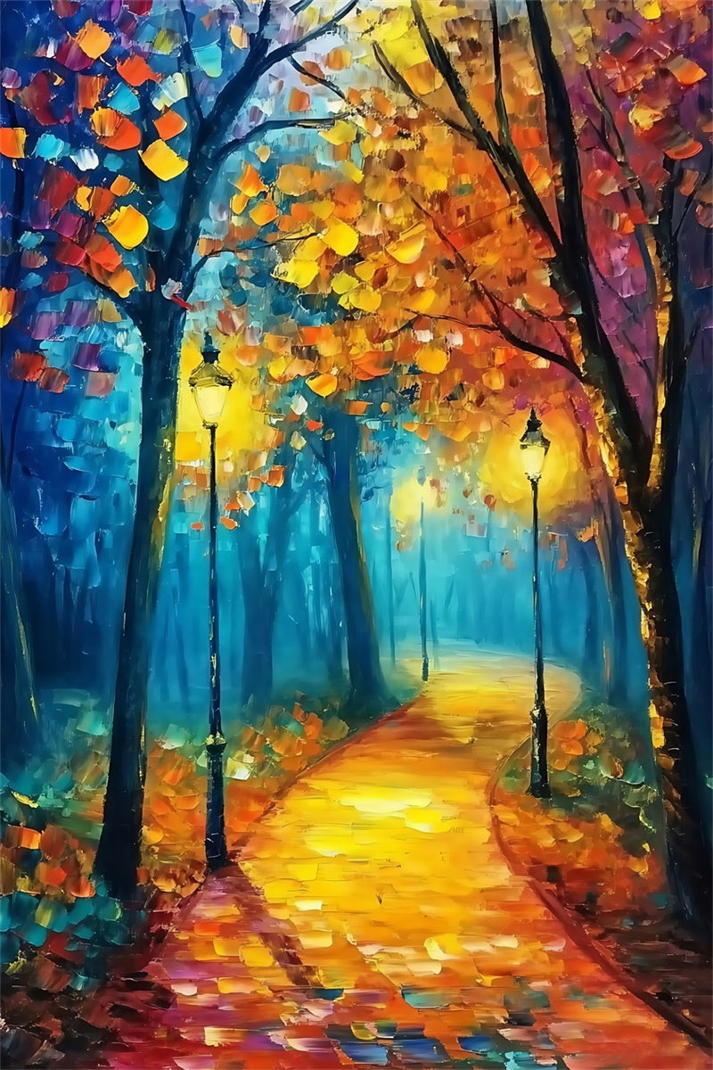 Forest Photo Backdrop Oilpaint Sunset Forest Backdrop MRR7-114