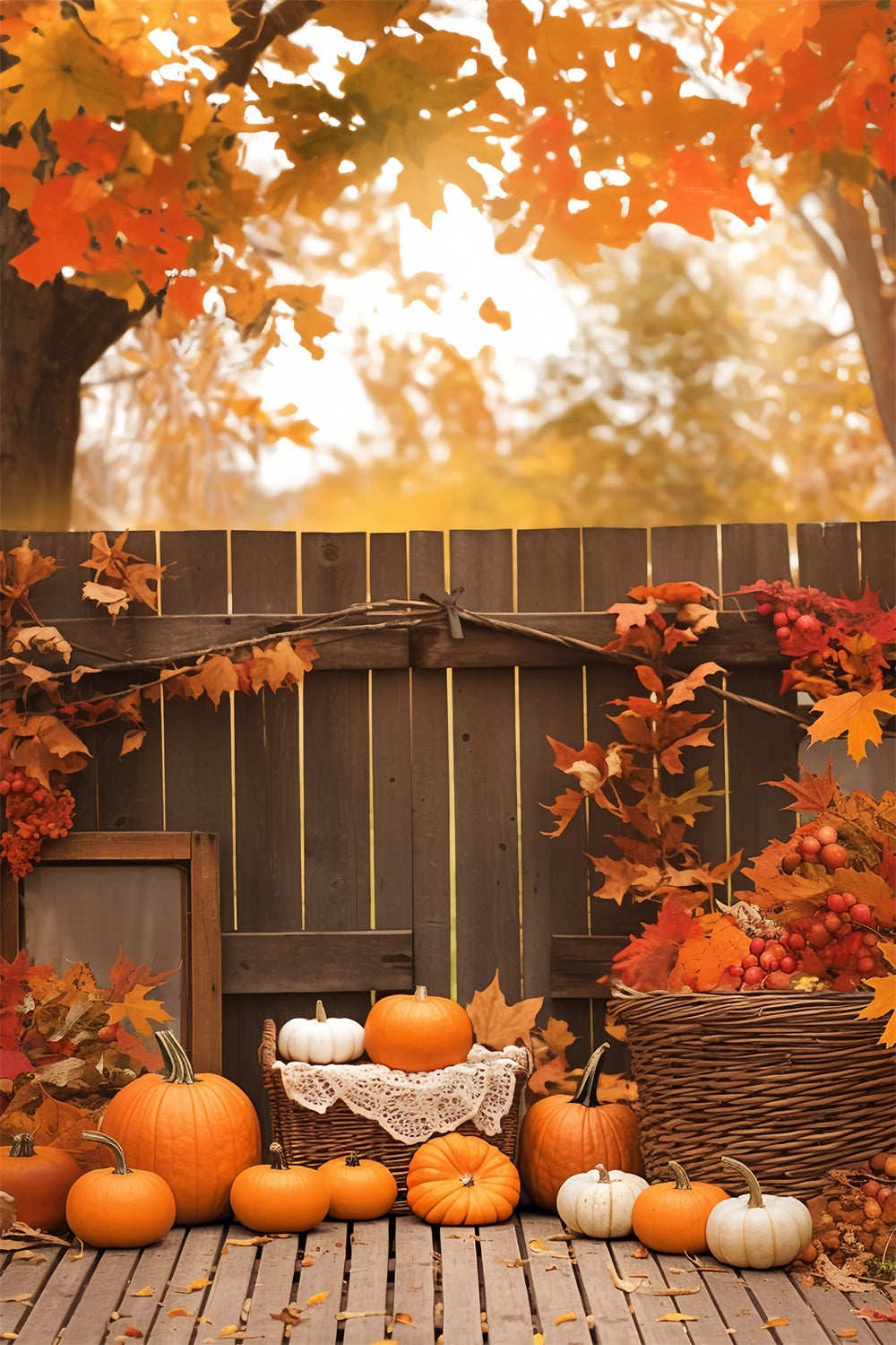 Fall Photography Backdrops Cozy Corner Pumpkin Backdrop MRR7-142