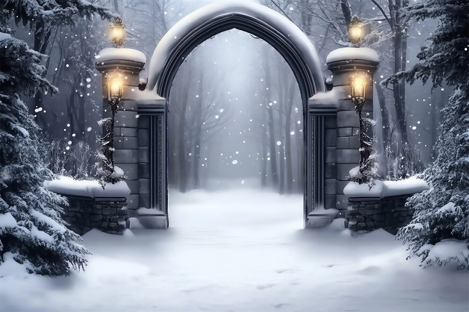 Winter Snow Backdrop Gothic Snow Gate Backdrop MRR7-152